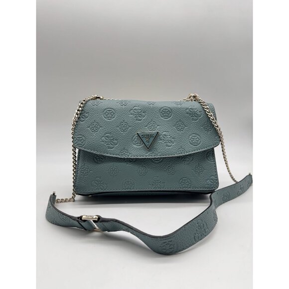 GUESS Cresidia logo embossed convertible small shoulder crossbody bag -Teal - Picture 6 of 14